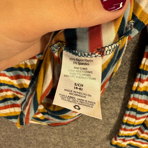 Time And Tru T-Shirt Women S Small Blue Striped Long Sleeve Rayon Crew Neck - Picture 4 of 7